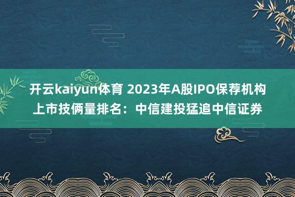 开云kaiyun体育 2023年A股IPO保荐机构上市技俩量排名：中信建投猛追中信证券