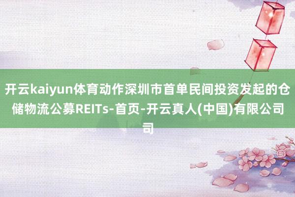 开云kaiyun体育动作深圳市首单民间投资发起的仓储物流公募REITs-首页-开云真人(中国)有限公司